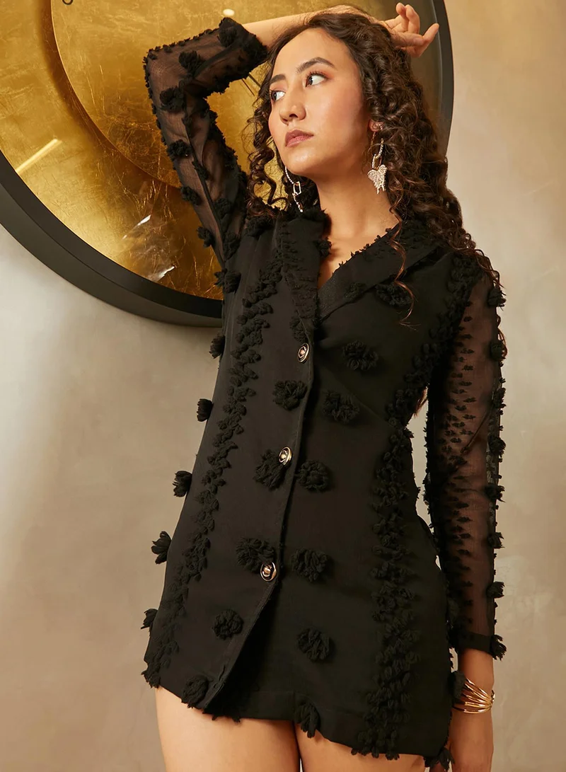 Pinacolada  Women's Midnight Black Single-Breasted Blazer Dress for Women | Best Price UAE