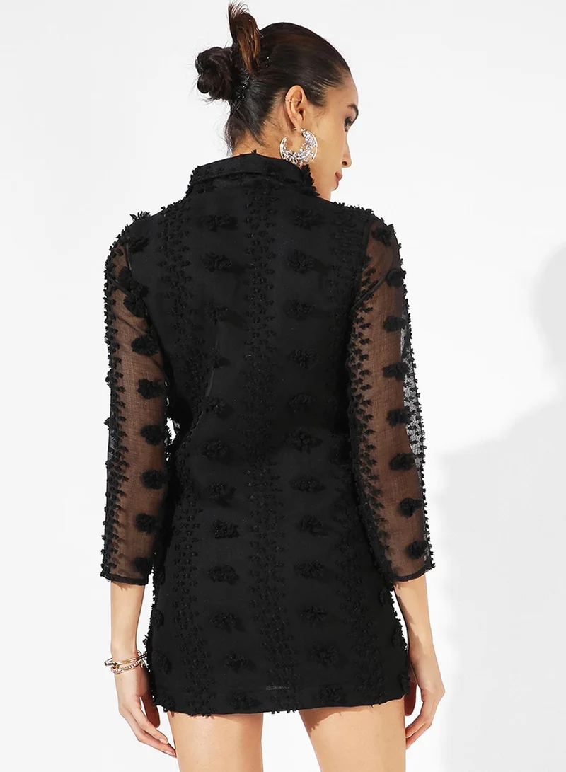 Pinacolada  Women's Midnight Black Single-Breasted Blazer Dress for Women | Best Price UAE