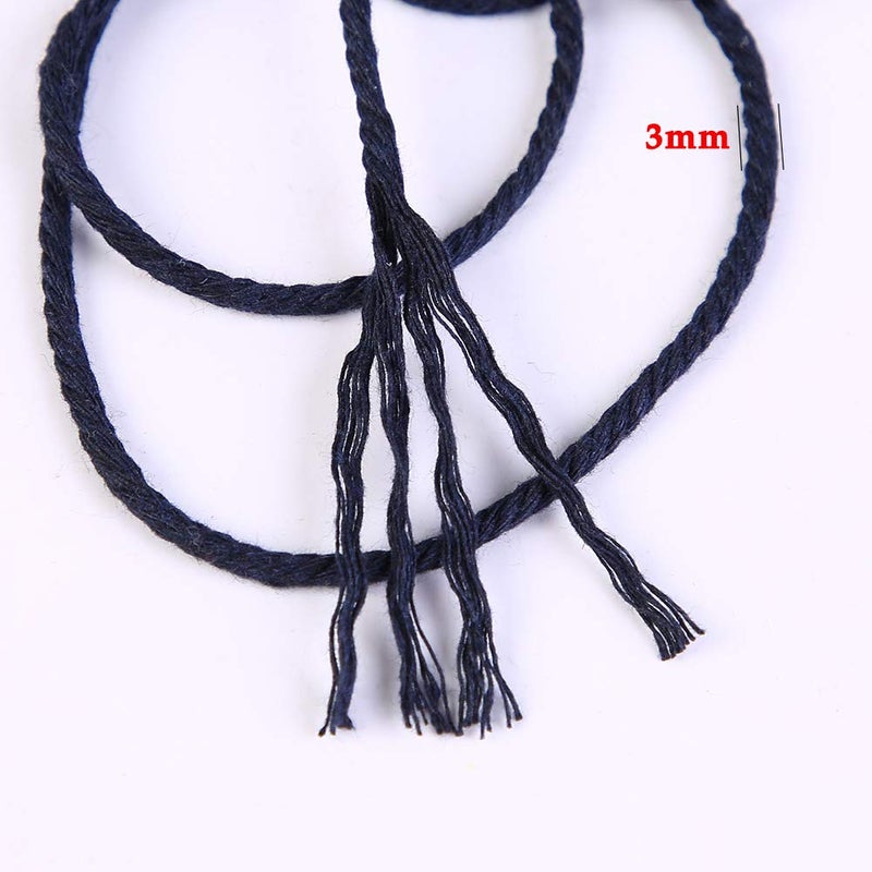 ZXCDINO Dark Blue Cotton Macrame Cord, 3mm x 109Yards, Perfect for Wall Hangings, Crafts & Decorative Projects - Image 3