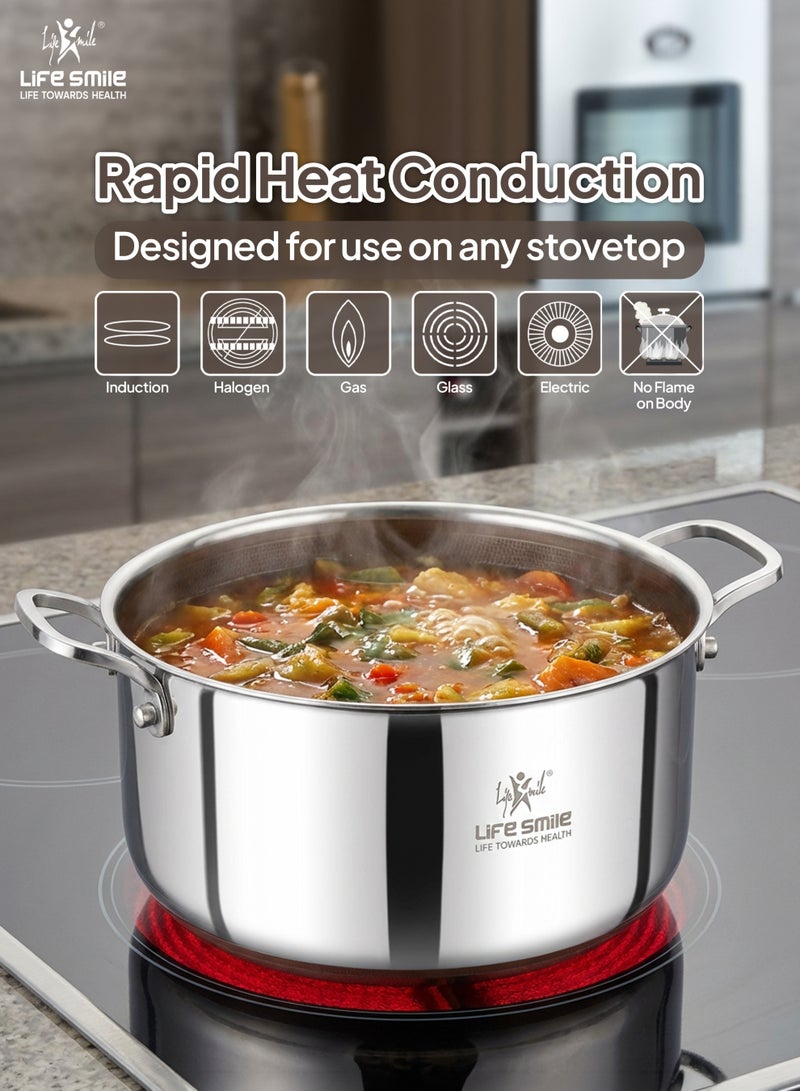 Life Smile Lifesmile Hybrid Stainless Steel Cookware Set with Induction Bottom | Non-Stick, Scratch-Resistant, Multi-Layer Base | Suitable for All Stovetops - Image 3