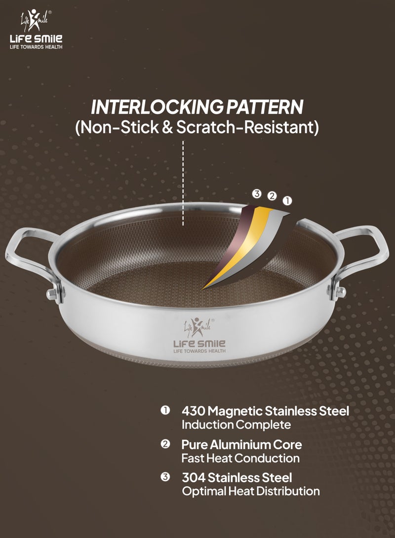 Life Smile Lifesmile Hybrid Stainless Steel Cookware Set with Induction Bottom | Non-Stick, Scratch-Resistant, Multi-Layer Base | Suitable for All Stovetops - Image 5