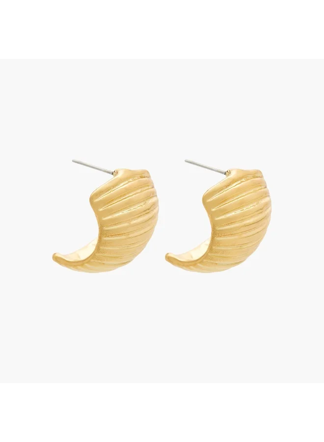 لايف ستايل Metallic Textured Hoop Earrings with Pushback Closure