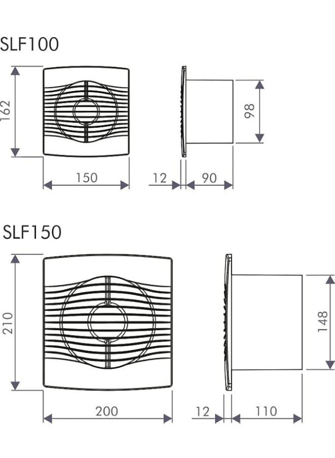 Aurora SLF100T Electric Exhaust Fan with Timer for Bathrooms and Kitchens, White - Image 4
