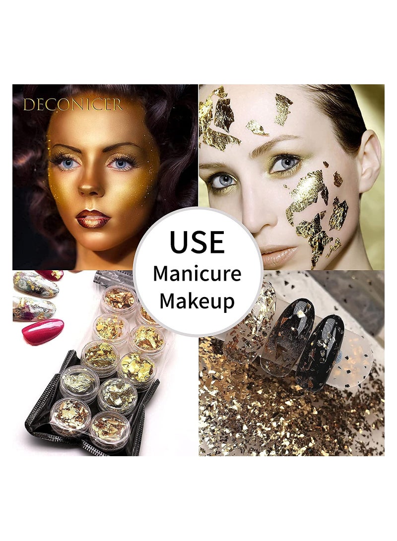 SYOSI 300 قطعة من رقائق الذهب المقلدة للراتنج، 3 رقائق ذهبية متعددة الألوان مناسبة للحرف الفنية والرسم على الراتنج وتزيين الأثاث، 9.9×9.9 سم - Image 2