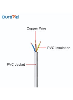 Duravel Duravel 3-Core Electrical Cable, White PVC Insulated Power Wire, Flexible Copper Conductor (3 CORE 5 METER, 1.5MM)  - Image 2