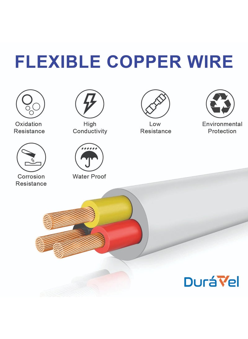 Duravel Duravel 3-Core Electrical Cable, White PVC Insulated Power Wire, Flexible Copper Conductor (3 CORE 5 METER, 1.5MM)  - Image 4