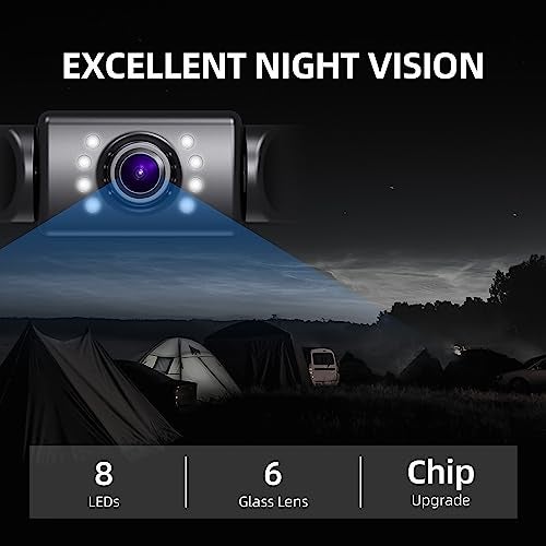 eRapta كاميرا احتياطية eRapta 4.3''HD 1080P مجموعة شاشة عرض أمامية وخلفية IP69 مقاومة للماء رؤية ليلية خطوط شبكة DIY للسيارات والشاحنات والحافلات والمقطورات - Image 5