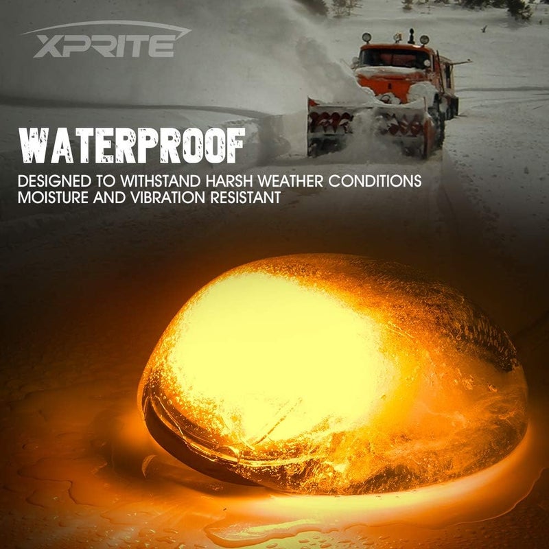 Xprite Black Smoked Lens 16 LEDs Cab Clearance Light 5 Pcs Roof Top Marker Running Lights Kit for Ford Dodge Ram Trucks SUV POV Pickup - Amber Yellow - Image 4