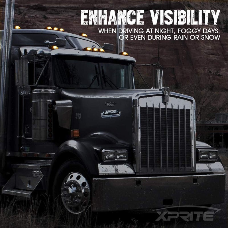 Xprite Black Smoked Lens 16 LEDs Cab Clearance Light 5 Pcs Roof Top Marker Running Lights Kit for Ford Dodge Ram Trucks SUV POV Pickup - Amber Yellow - Image 5