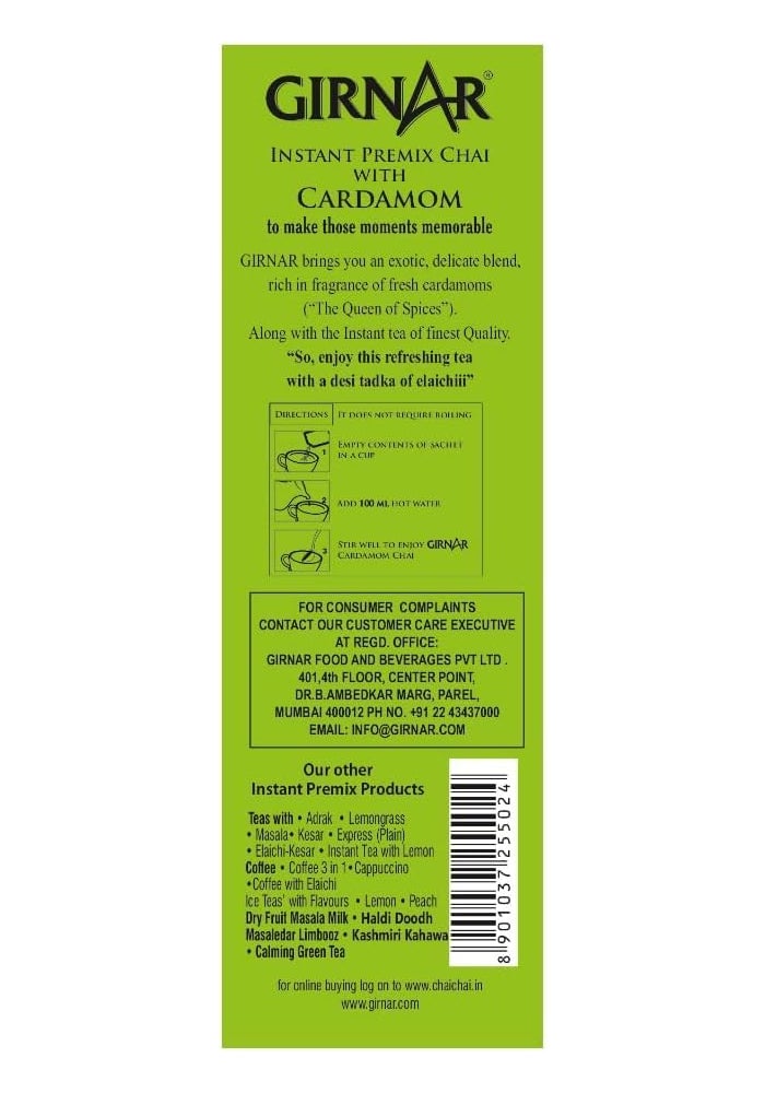 Girnar Instant Cardamom Chai Tea Premix - 10 Sachet Pack - Image 3