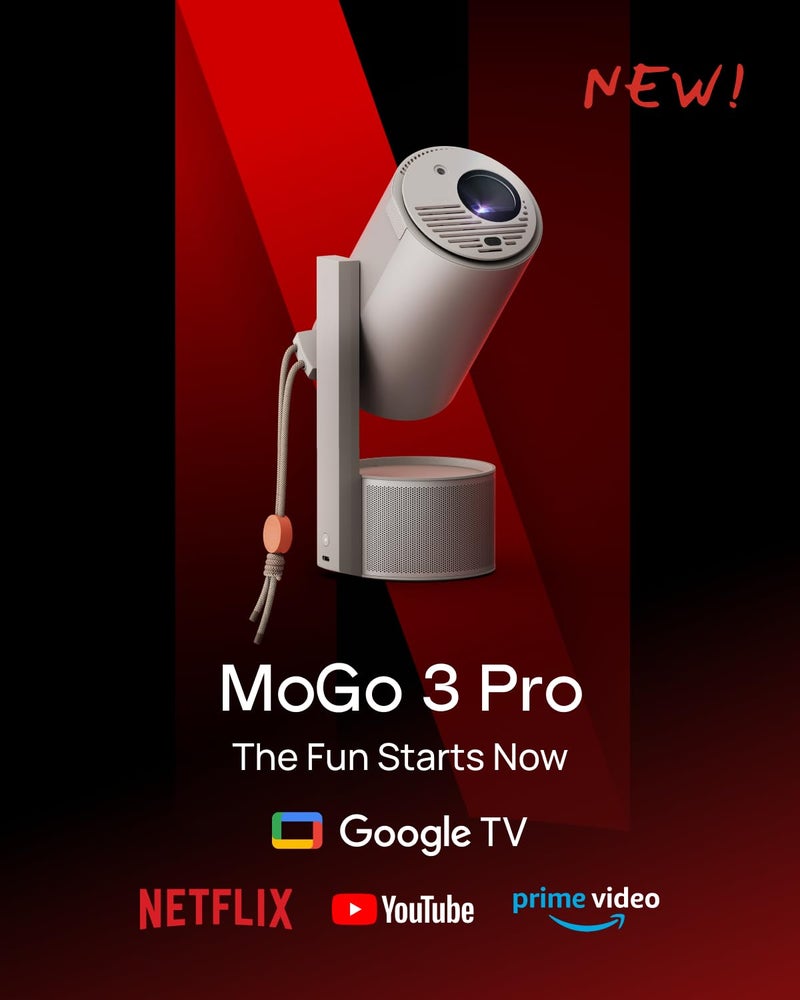 XGIMI XGIMI MoGo 3 Pro 1080P Mini Projector, Google TV with Licensed Netflix, Build-in Adjustable Stand, Portable Projector Supports Power Banks, 450 ISO Lumens  - Image 2