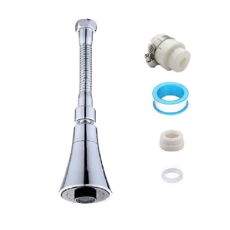 HENIJ E_12 Abs 360 Degree Universal Rotatable Water Saving Health Faucet Double Mode Faucet For Bathroom Kitchen Silver Chrome Finish 3 Water Outlet Modes Pack Of 1 LongStandard - Image 2