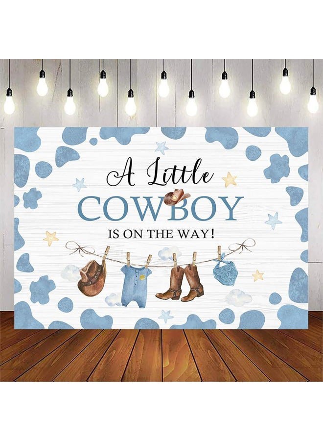 Avezano Cowboy Baby Shower Backdrop A Little Cowboy is on The Way Party Decorations Wild West Western Cowboy Theme Baby Shower Photography Background Banner Photo Booth Supplies (Blue, 7x5ft) - Image 4