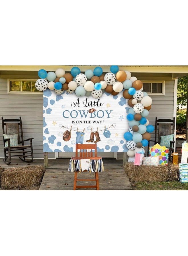 Avezano Cowboy Baby Shower Backdrop A Little Cowboy is on The Way Party Decorations Wild West Western Cowboy Theme Baby Shower Photography Background Banner Photo Booth Supplies (Blue, 7x5ft) - Image 2