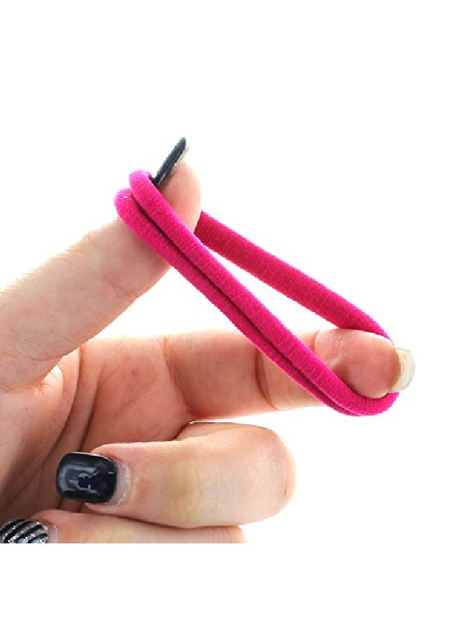 My Lello أربطة شعر بوني تيل مرنة سميكة فاخرة كبيرة بدون seams فوشيا 100 قطعة - Image 5