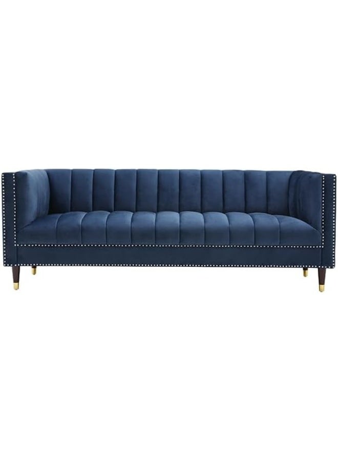 Generic Luxury Luxe Velvet Chesterfield Sofa - 3-Seater Tuxedo Tufted Channel Back Sofa, Mid-Century Modern Velvet Couch for Living Room, Apartment  - Image 1