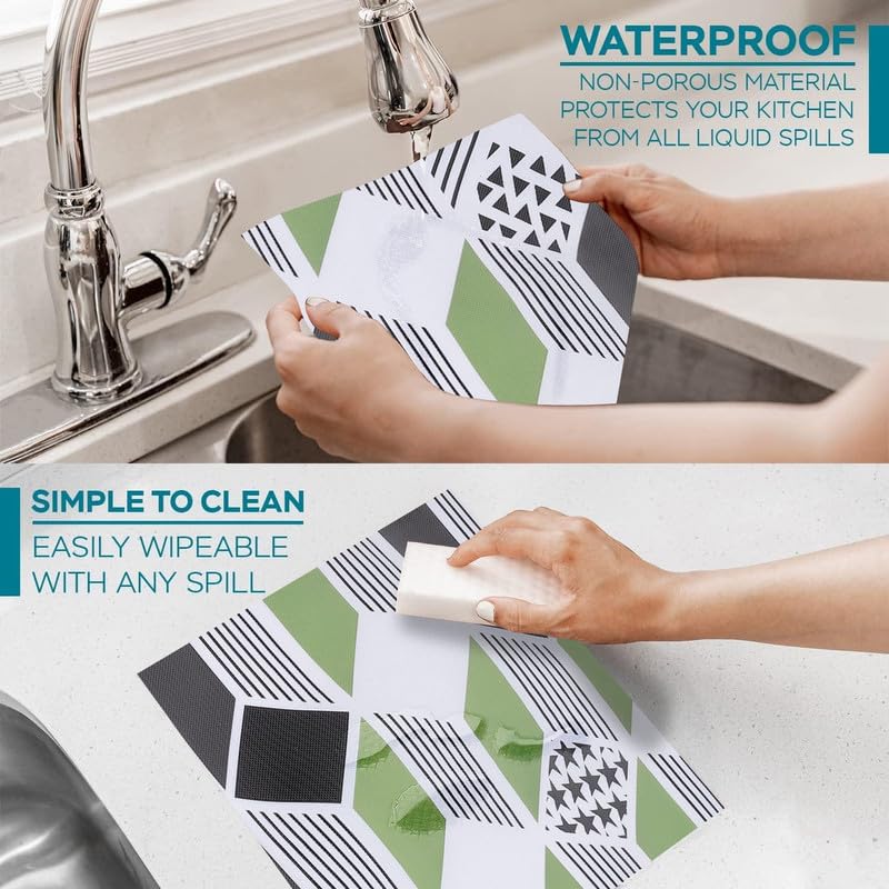 STYEVA Printed Anti-Slip Shelf Liner Mat Sheet for Drawers, Shelves, Tables, Cupboards, Fridge, Kitchen, Home, and Office - 45 CM X 5 M (Green Geometric) - Image 5