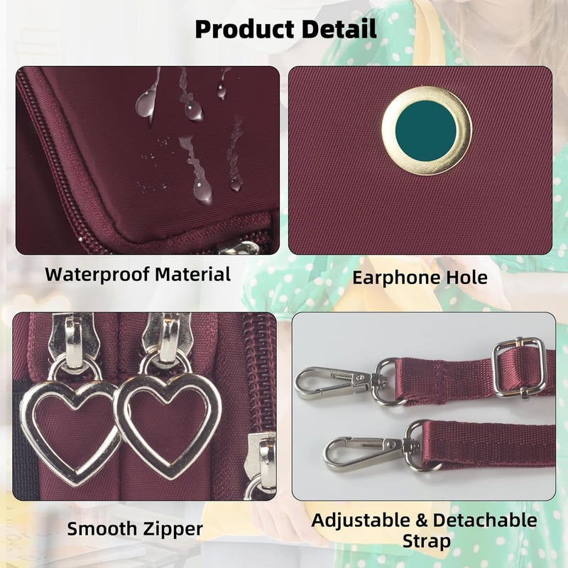 JANKS Small Crossbody Bag for Women - Mini Phone Purses with Crossbody Strap and Wallet - Nylon Arm Bag - Image 5
