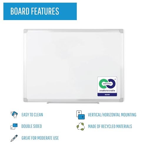MasterVision Whiteboard Earth, Melamine Dry Erase Board, 18" x 24", Double sided with Aluminum Frame - Image 3