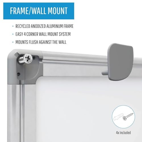 MasterVision Whiteboard Earth, Melamine Dry Erase Board, 18" x 24", Double sided with Aluminum Frame - Image 4