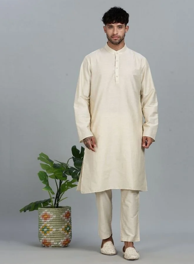 Abhishti Kurta Pant with pink Woven Design Bandi Set
