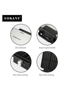 sokany 4 Slice Waffle Maker/Temperature Control/Double Side Heating/1500W/SK-08031  - Image 3