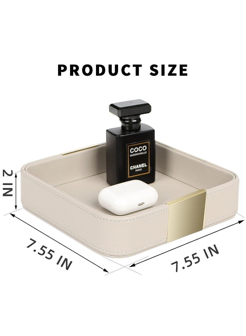 Luxury Leather Desktop Storage, Small Catchall Organizer, Decorative Tray for Entryway Table to Hold Jewelry, Watch, Cosmetics, Keys, Phone, Wallet, Home & Office Accessories Brown  - Image 3
