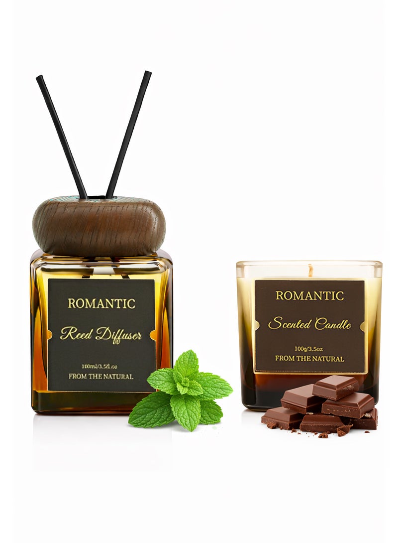 Romantic Scented Candle & Reed Diffuser Set, Aromatherapy Home Fragrance Gift Kit for Bedroom & Bathroom-Secret Frost 3# - Image 1