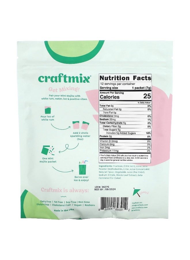 Craftmix Craftmix, Cocktail Mix Packets, Mint Mojito, 12 Packets, 2.96 oz (84 g)  - Image 2