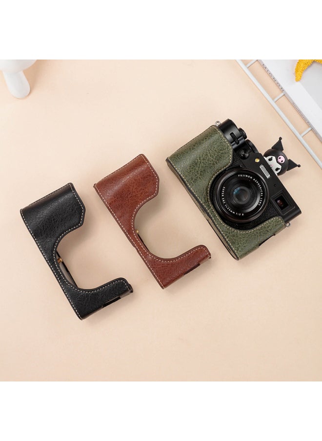 Generic Fuji X00VI Camera Case Leather Case X100V X100 Six Generation Base Camera Bag Protective Cover Handle Accessories-Color:X100vi   Coffee + Shoulder Strap  - Image 4