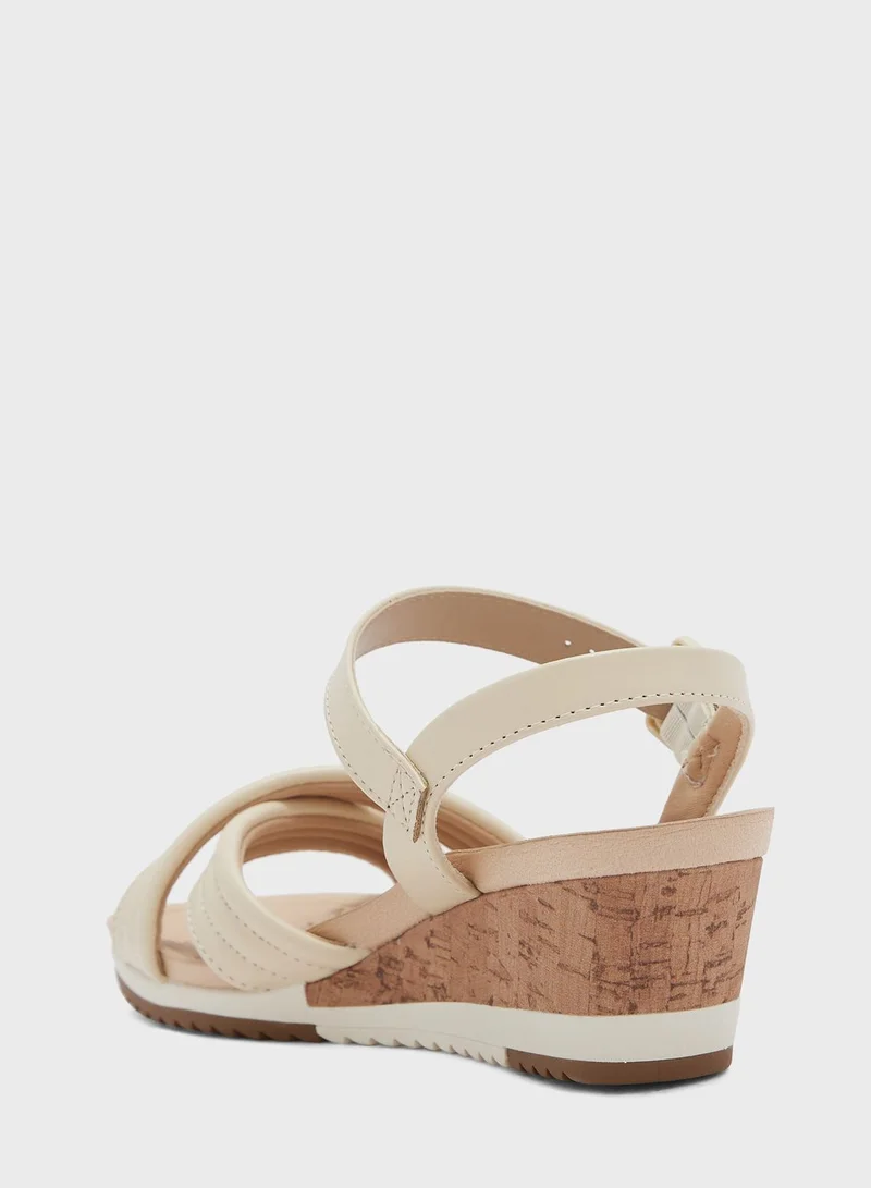 MODARE Ankle Strap Mid Heel Wedge Sandals