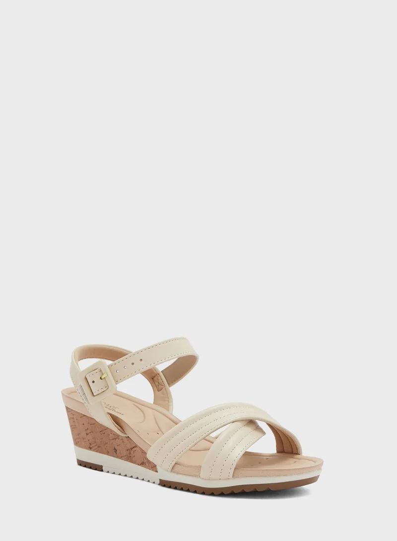 MODARE Ankle Strap Mid Heel Wedge Sandals