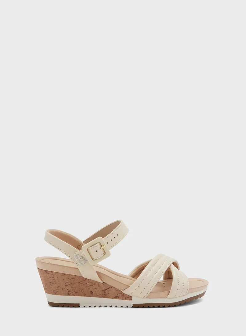 MODARE Ankle Strap Mid Heel Wedge Sandals