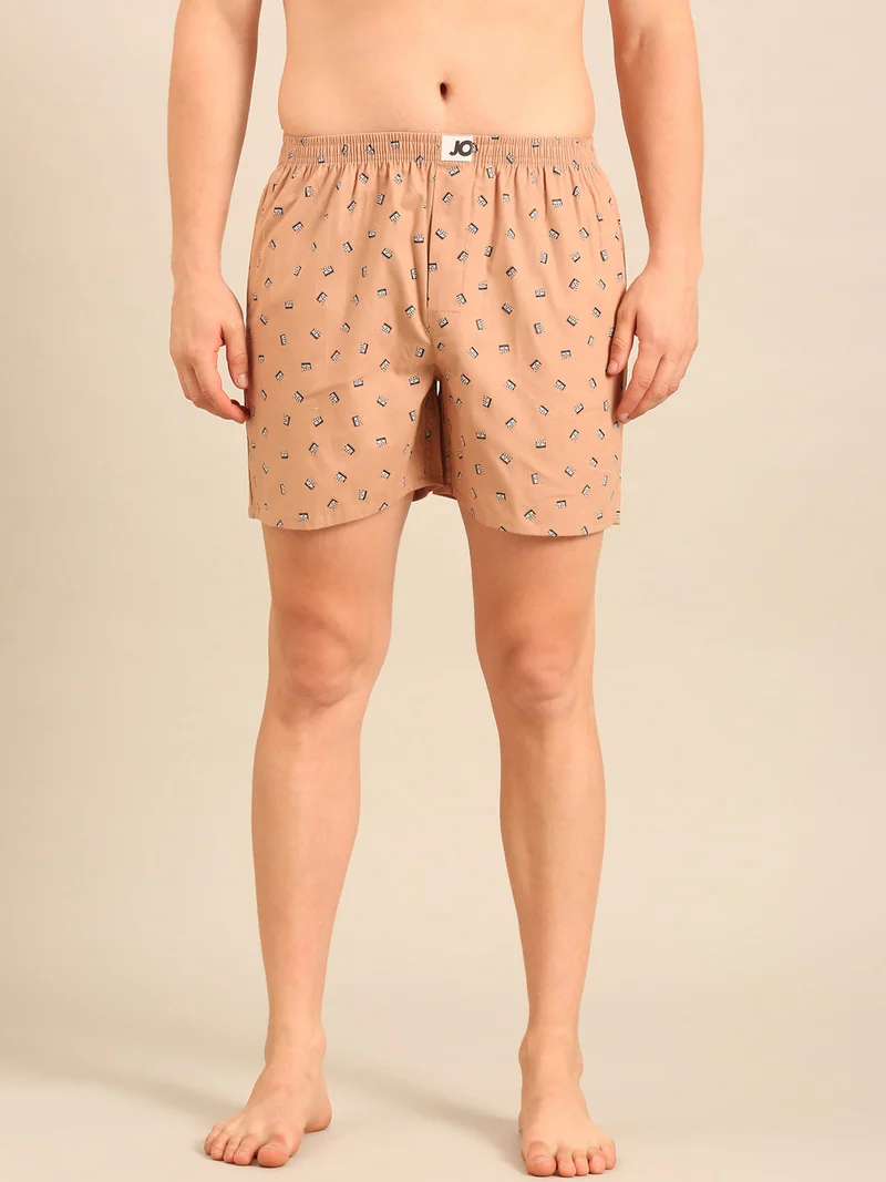 Joven JOVEN Men's Pure Cotton Printed Boxers Pack of 2
