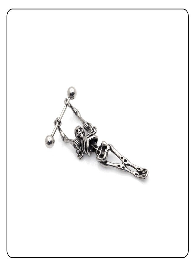 Fusamk Hip Hop Stainless Steel Skull Skeleton Stud Earrings,2PCS - Image 3
