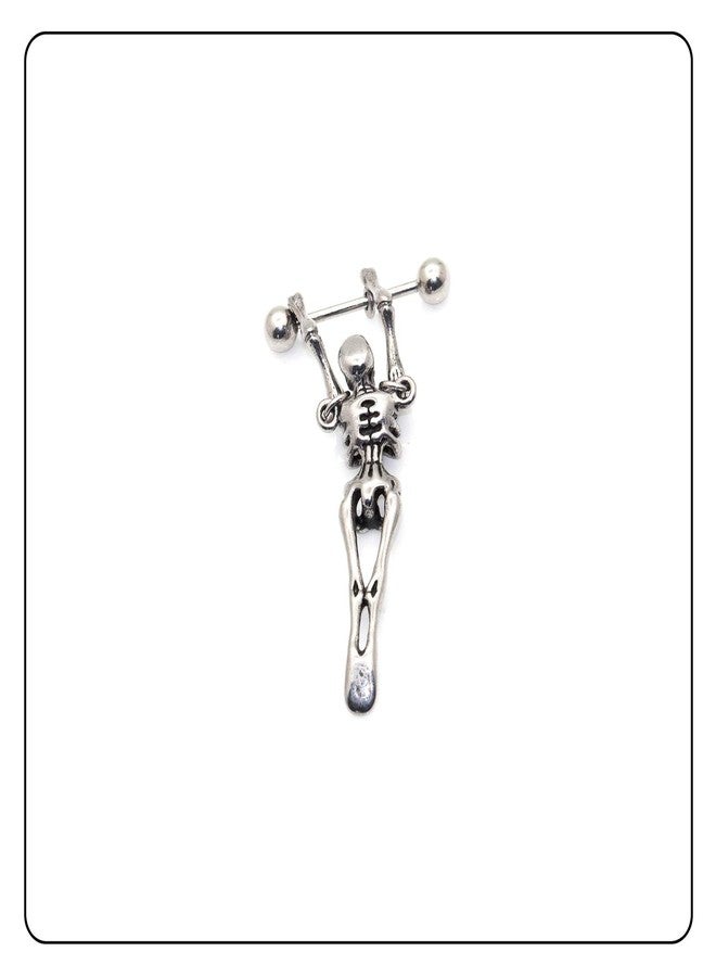 Fusamk Hip Hop Stainless Steel Skull Skeleton Stud Earrings,2PCS - Image 4