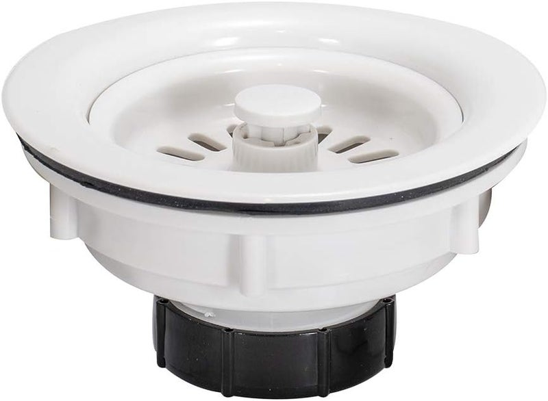 EZ-FLO 30006 Removable Kitchen Sink Basket Strainer Stopper Drain Assembly Kit - Economy White ABS Body for 3-1/2-inch to 4-inch Openings - Image 3