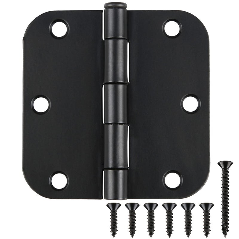 TDCHINGES 24 Pack Matte Black Door Hinges 3.5 x 3.5 Inch Interior 3 1/2 Inch Door Hinges for Doors Rounded 5/8" Radius Corners Flat Iron Hinge 3 Â½"x 3 Â½" Door Hardware Bisagras para Puertas Bedroom Home Decor - Image 1