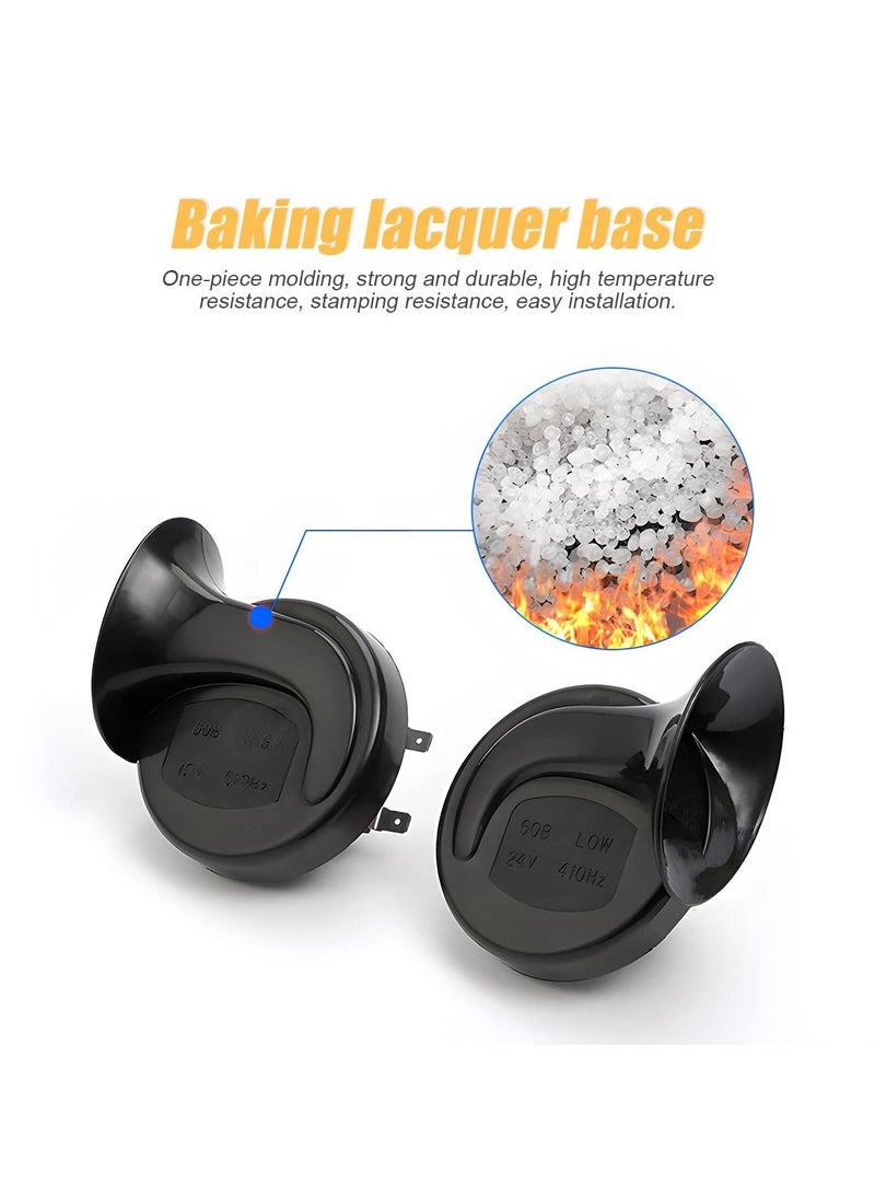 Loquat 2PCS Super Loud Train Horns, Car Air Electric Snail Double Horn, 12V Waterproof Air Horns Replacement Kit, Automotive Accessories Universal for Car, Motorcycle, Truck, Bike, Boat (Black) - Image 2