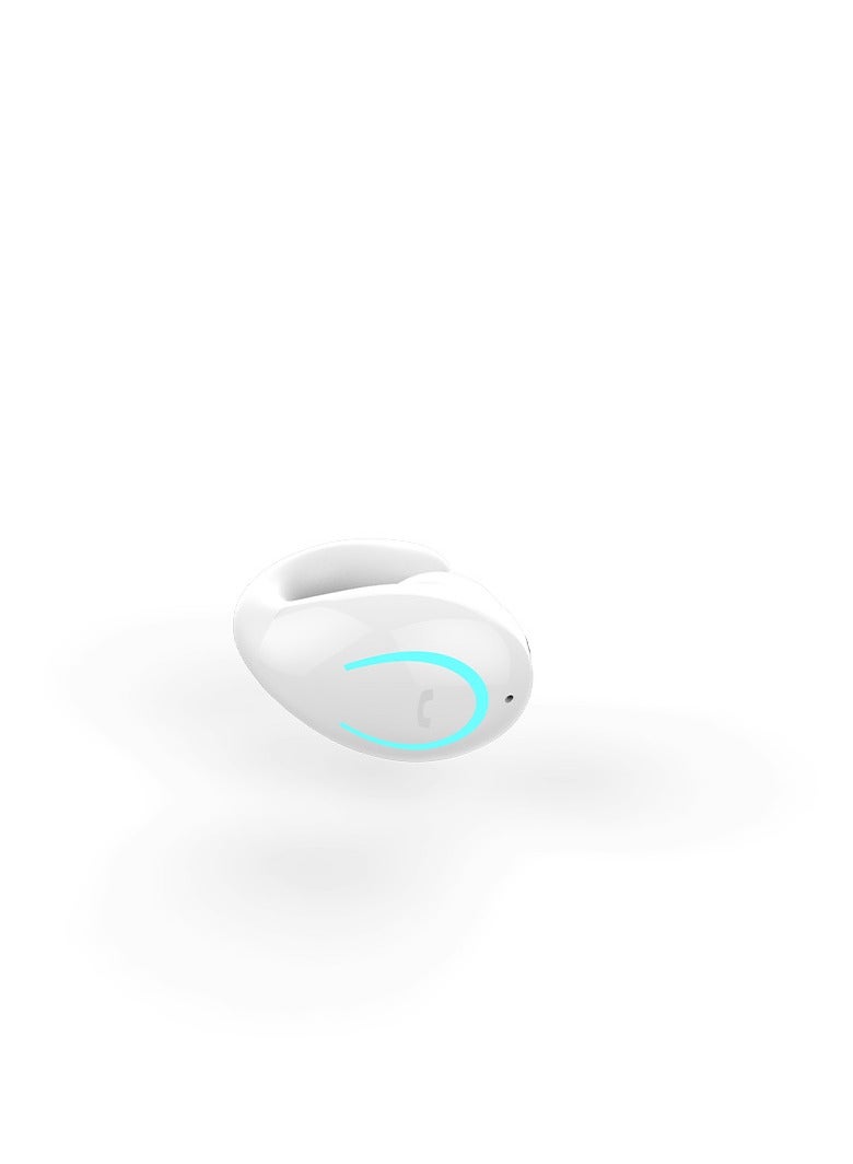 Bone conduction ring type ear clip Bluetooth headset long battery life wireless ear clip sports noise reduction headphones (white)  - Image 1
