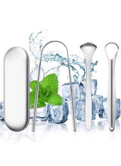 YIM-VIBEHAUS Stainless Steel Tongue Cleaning Scraper Portable Reusable Tongue Scraper Tongue Cleaner for Oral Cleaning and Reducing Bad Breath 4PCS  - Image 1