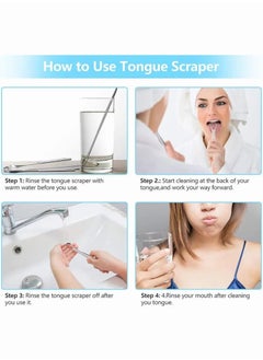 YIM-VIBEHAUS Stainless Steel Tongue Cleaning Scraper Portable Reusable Tongue Scraper Tongue Cleaner for Oral Cleaning and Reducing Bad Breath 4PCS  - Image 5