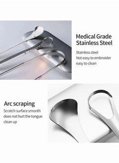 YIM-VIBEHAUS Stainless Steel Tongue Cleaning Scraper Portable Reusable Tongue Scraper Tongue Cleaner for Oral Cleaning and Reducing Bad Breath 4PCS  - Image 4