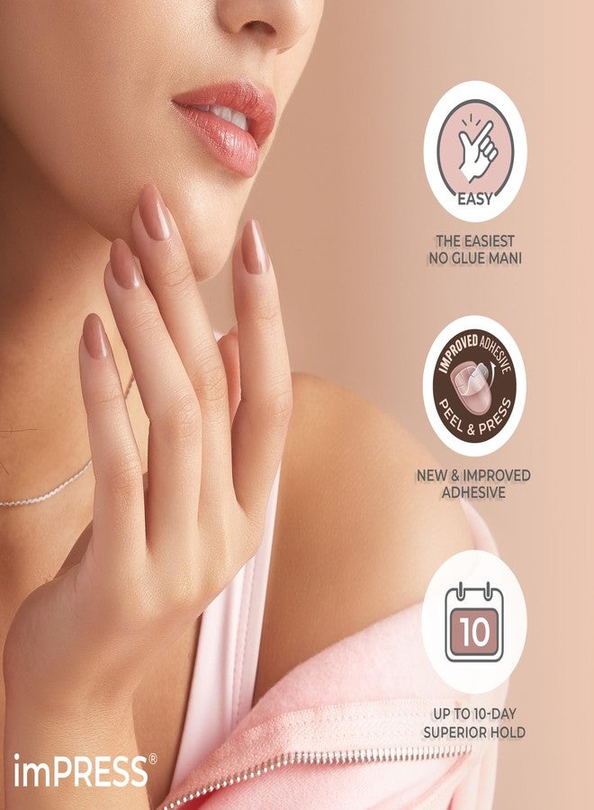 إمبريس أظافر KISS imPRESS اللاصقة بدون غراء، لون "متعة بسيطة"، لون نيود، مقاس قصير، شكل مربع بيضاوي، تتضمن 30 ظفرًا، منديل تحضير، ورقة تعليمات، عصا مانيكير واحدة، مبرد أظافر صغير واحد - Image 3