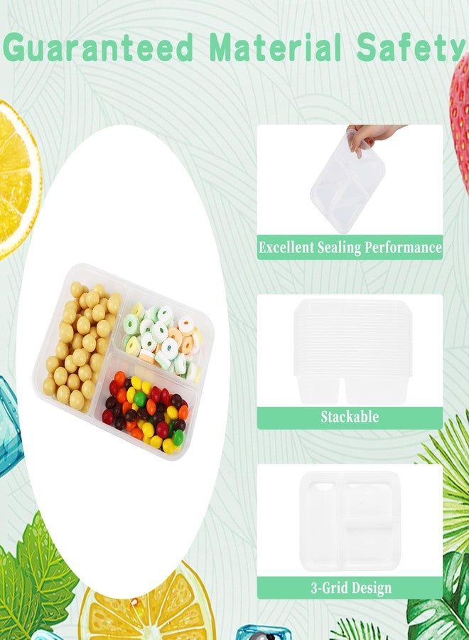BUWUSMU 50 Pack 16 oz Clear Snack Containers with Lids, 3 Compartment Plastic Bento Boxes for Lunch, Travel, Work, Sauce, Dip, Condiments - Image 3