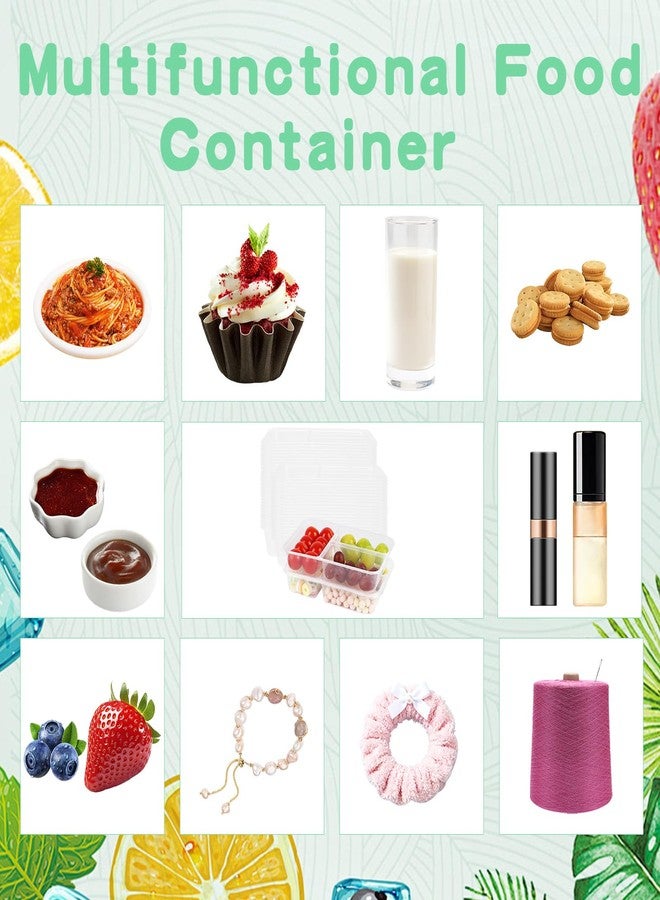 BUWUSMU 50 Pack 16 oz Clear Snack Containers with Lids, 3 Compartment Plastic Bento Boxes for Lunch, Travel, Work, Sauce, Dip, Condiments - Image 5