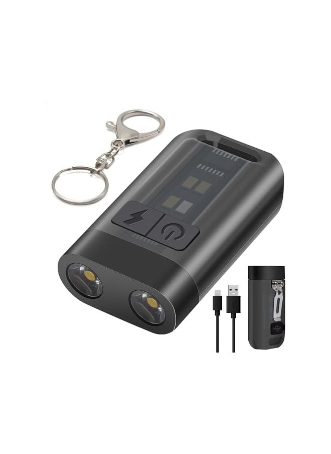 PROMASS promass Keyring Torch, LED Super Bright Flashlight with Clip, EDC Torch with UV Light & 9 Lighting Modes for Emergency, USB C Rechargeable Pocket Torch with Magnetic Base [Energy Class A+++]  - Image 2