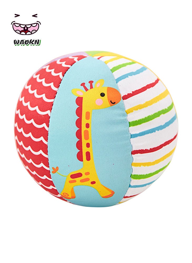 دبليو أيه أو كي أن 1 قطعة من كرات الأطفال المحشوة الناعمة كرات لعب للأطفال الرضع كرة جرس حلقي للأطفال لعبة تعليمية على شكل زرافة بتصميم عشوائي