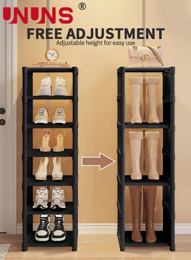 UNUNS 8 Tiers Vertical Shoe Rack,Narrow Stable Organizer,Space Saving Lightweight Storage Shelf,Sturdy Easy DIY Stand Shelving,Non-Woven Fabric Shoes Racks For Entryway Hallway Closet Bedroom - Image 4