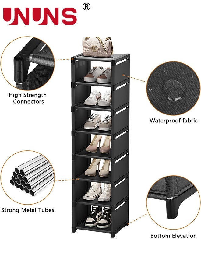 UNUNS 8 Tiers Vertical Shoe Rack,Narrow Stable Organizer,Space Saving Lightweight Storage Shelf,Sturdy Easy DIY Stand Shelving,Non-Woven Fabric Shoes Racks For Entryway Hallway Closet Bedroom - Image 5